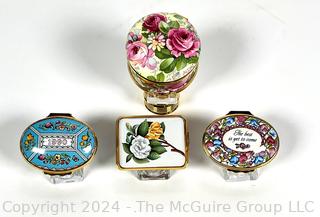 Four (4) Halcyon Days Enamel Trinket Boxes, Made in England