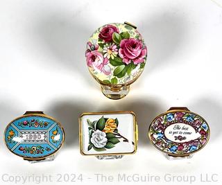 Four (4) Halcyon Days Enamel Trinket Boxes, Made in England