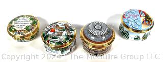 Four (4) Halcyon Days Enamel Trinket Boxes, Made in England