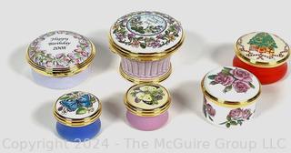 Four (4) Round Halcyon Days Enamel Trinket Boxes, Made in England