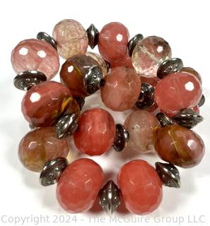 Red Agate and Quartz Beaded Necklace