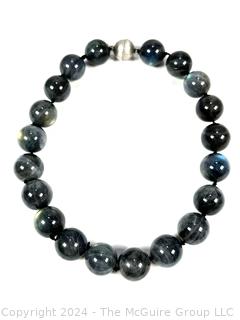 Blue Grey Polished Agate Bead Necklace