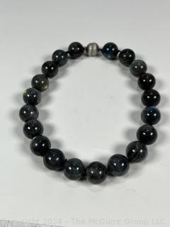 Blue Grey Polished Agate Bead Necklace