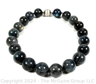 Blue Grey Polished Agate Bead Necklace