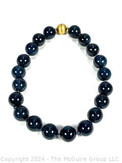 Polished Lapis Oversized Bead Necklace 