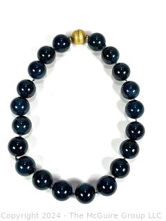 Polished Lapis Oversized Bead Necklace 