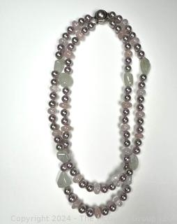 Double Strand Pink with Grey Pearls Necklace by Majorica 