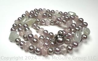 Double Strand Pink with Grey Pearls Necklace by Majorica 