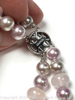 Double Strand Pink with Grey Pearls Necklace by Majorica 