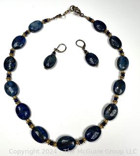 Lapis Bead Necklace with Matching Earrings