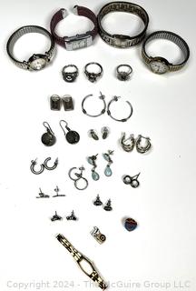 Group of Earrings, Rings and Watches