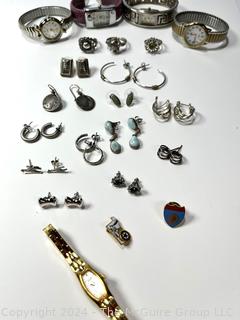 Group of Earrings, Rings and Watches