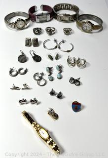 Group of Earrings, Rings and Watches