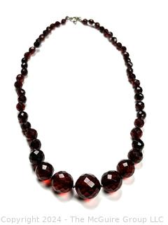 Graduated Cherry Amber Bead Necklace with Sterling Latch.  19"