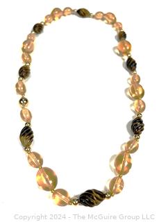 Honey Amber and Tigers Eye Bead Necklace with 14KT Gold Findings