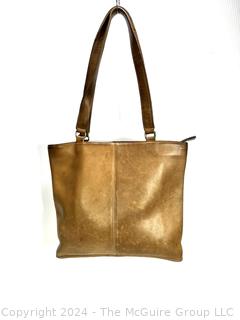 Classic Coach Brown Leather Shoulder Bag with Kiss Lock