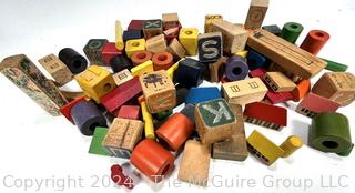 Group of Vintage Wood Toy Blocks