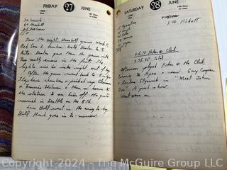 Two (2) Leather Bound Hand Written Diaries for 1941 & 1942 Including Descriptions of Baseball Games Attended. 