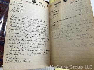 Two (2) Leather Bound Hand Written Diaries for 1941 & 1942 Including Descriptions of Baseball Games Attended. 