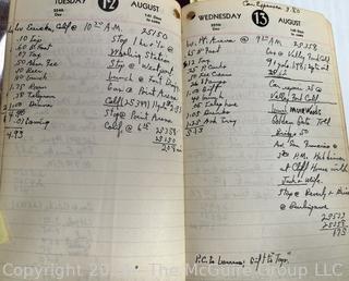 Two (2) Leather Bound Hand Written Diaries for 1941 & 1942 Including Descriptions of Baseball Games Attended. 