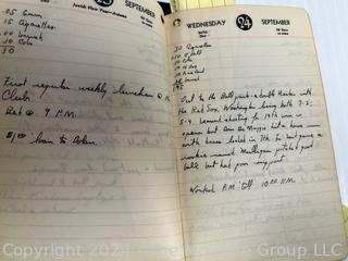 Two (2) Leather Bound Hand Written Diaries for 1941 & 1942 Including Descriptions of Baseball Games Attended. 