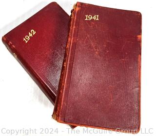 Two (2) Leather Bound Hand Written Diaries for 1941 & 1942 Including Descriptions of Baseball Games Attended. 