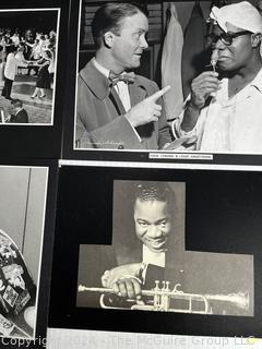 Collection of B&W photos of famous Jazz Musicians: Miles Davis, Dizzy Gillespie; Louis Armstrong, etc