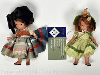 Two (2) Nancy Ann Storybook Dolls with Booklet Including #25, French. 