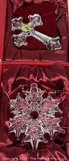 Two (2) Waterford Crystal Christmas Ornaments with Box