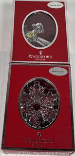 Two (2) Waterford Crystal Christmas Ornaments with Box