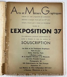 Arts et Metiers Graphiques. Paris 58, Publication Date: 1937 Art & Design