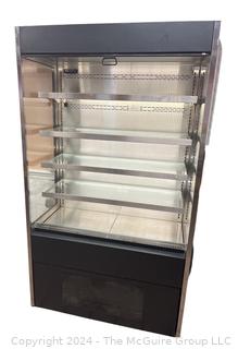 OASIS Refrigerated 5 Shelf Merchandiser with Pull Down Screen. Model B42.7250  SN 1218288 FV 335199