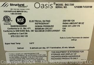 OASIS Refrigerated 5 Shelf Merchandiser with Pull Down Screen. Model B42.7250  SN 1218288 FV 335199