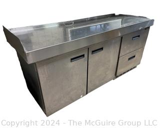 Stainless Steel Prep-Table Top (32 x 81") with Delfield Side by Side Refrigerator (28D x 48W x 32"T) and Delfield 2 Drawer Vertical Cooler 