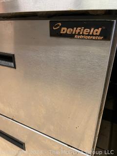 Stainless Steel Prep-Table Top (32 x 81") with Delfield Side by Side Refrigerator (28D x 48W x 32"T) and Delfield 2 Drawer Vertical Cooler 