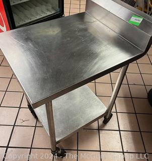 24 x 30 x 31"T Prep Worktable with Backsplash and Lower Shelf on Castors