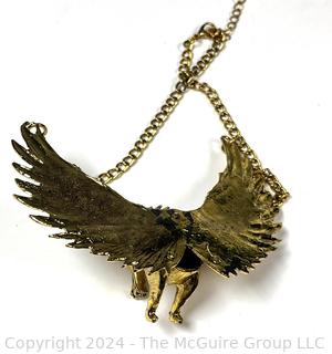 Oversized Three Dimensional Golden Pegasus Bib Necklace