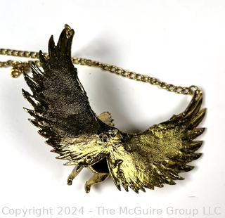 Oversized Three Dimensional Golden Pegasus Bib Necklace