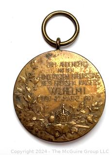 German WW1 Kaiser Wilhelm I Commemorative Medal Badge 