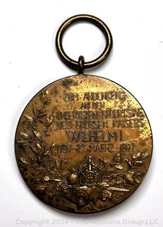 German WW1 Kaiser Wilhelm I Commemorative Medal Badge 