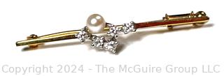 Pearl with Diamond Brooch Pin