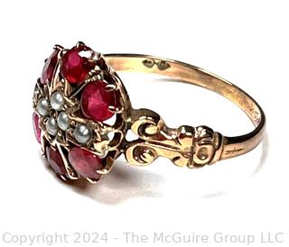 10KT Rose Gold Ruby & Diamond Ring. 2.4 Grams Unmarked, but tested