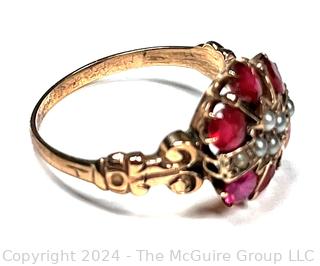 10KT Rose Gold Ruby & Diamond Ring. 2.4 Grams Unmarked, but tested