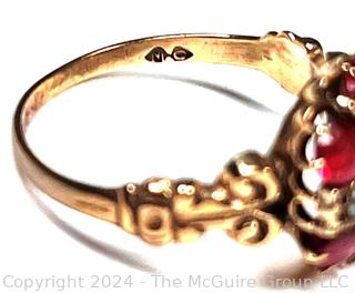 10KT Rose Gold Ruby & Diamond Ring. 2.4 Grams Unmarked, but tested