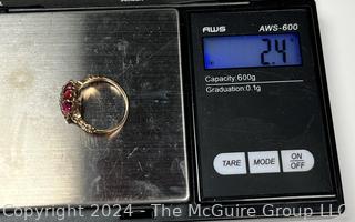 10KT Rose Gold Ruby & Diamond Ring. 2.4 Grams Unmarked, but tested