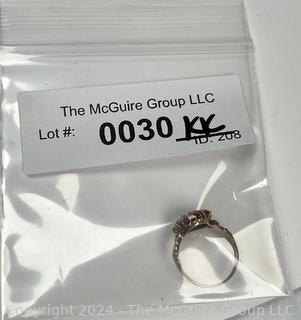 10KT Rose Gold Ruby & Diamond Ring. 2.4 Grams Unmarked, but tested