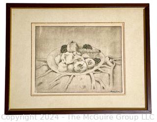 Framed Under Glass Lithograph of Still Life by Audry Lary. 9.5" x 12.5"  