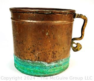 English Copper Flagon Jug Vessel Pitcher.  8"  x  9.5"