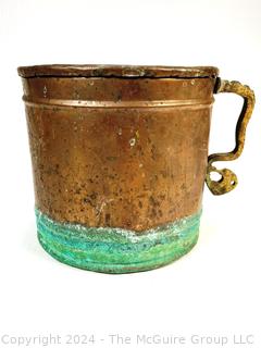 English Copper Flagon Jug Vessel Pitcher.  8"  x  9.5"