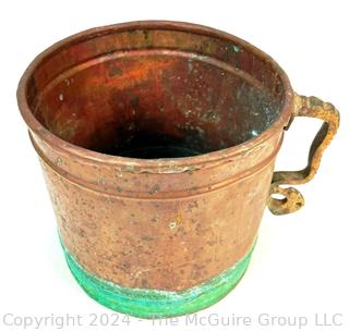 English Copper Flagon Jug Vessel Pitcher.  8"  x  9.5"